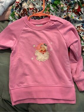 Mini Boden Pink Santa Sweatshirt for Kids